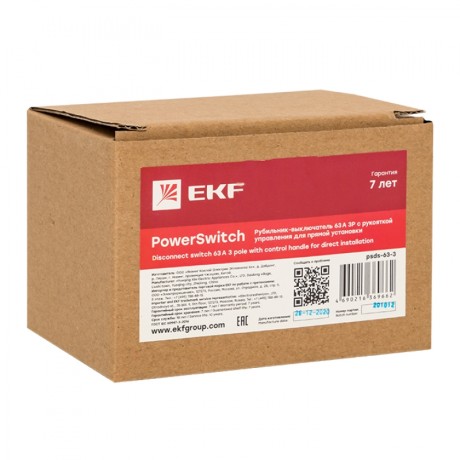Рубильник-выключатель 63A 3P c рукояткой управления для прямой установки PowerSwitch EKF PROxima psds-63-3