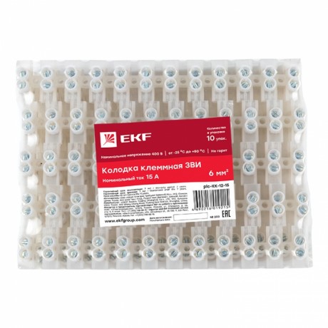Колодка клеммная (12мм) 15А (10шт.) EKF PROxima plc-KK-12-15