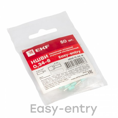 Наконечник штыревой втулочный НШвИ 0,34-8 (50шт.) EKF nhvi-0.34-8