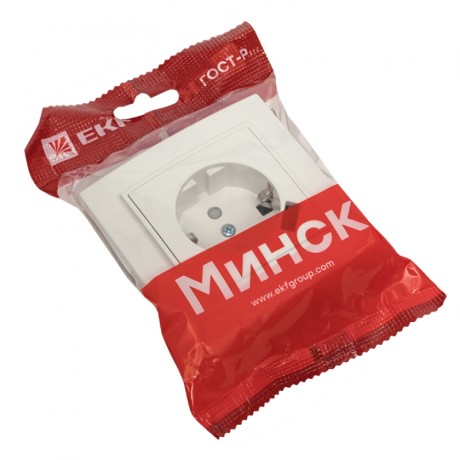 Розетка 1-местная СП с/з Минск 16А белая с защ. штор. с USB 1А EKF ERR16-028-100-USB