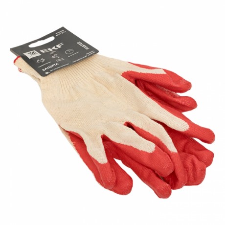 Перчатки рабочие ЗАЩИТА с одинарным латексным обливом (13 класс, 10 разм) EKF Master pe13lt-10-mas