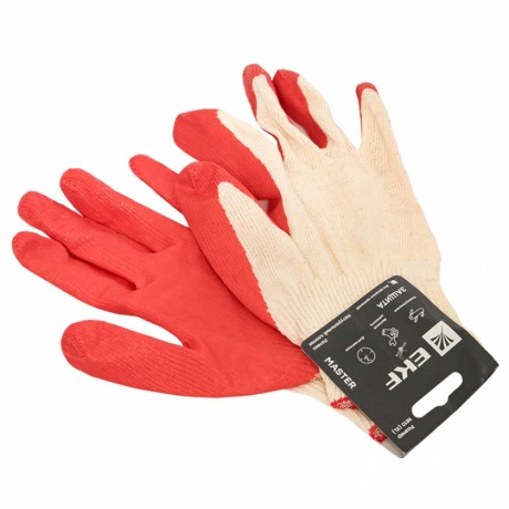 Перчатки рабочие ЗАЩИТА с одинарным латексным обливом (13 класс, 10 разм) EKF Master pe13lt-10-mas