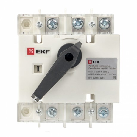 Рубильник-выключатель 100A 3P c рукояткой управления для прямой установки PowerSwitch EKF PROxima psds-100-3