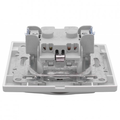 Минск Розетка 1-местная СП с заземлением и крышкой 16А белая с защ. штор. EKF Basic ERR16-029-100