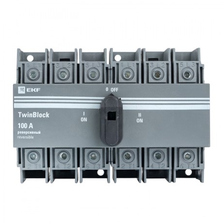 Рубильник 100A 3P реверсивный c рукояткой для прямой установки TwinBlock EKF tb-s-100-3p-rev