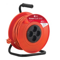 Удлинитель на катушке Атлант 2.0 4 гнезда 40м без заземления ПВС 2*0,75 6А/1,3кВт PROxima UKA02-06-275-4-40