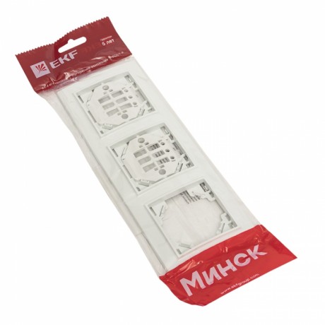 Минск Рамка 3-местная горизонтальная белая EKF Basic ERM-G-303-10