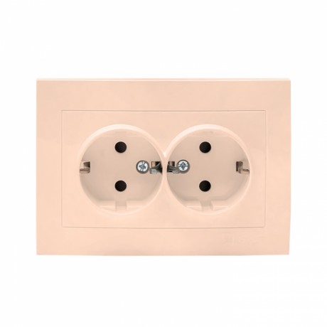 Валенсия розетка 2-местная с/з 16А кремовая с защ. штор. EKF PROxima EWR16-128-20