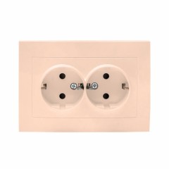 Валенсия розетка 2-местная с/з 16А кремовая с защ. штор. EKF PROxima EWR16-128-20