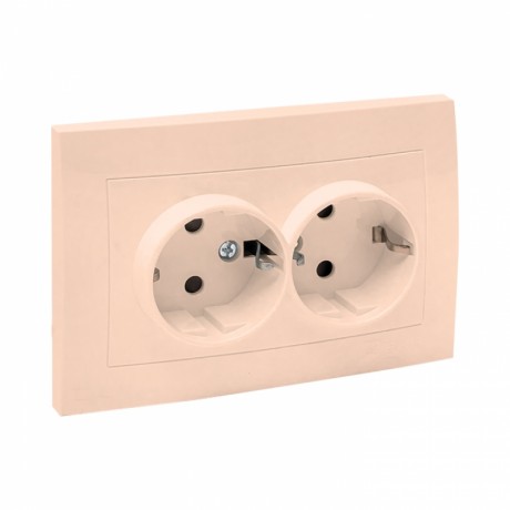 Валенсия розетка 2-местная с/з 16А кремовая с защ. штор. EKF PROxima EWR16-128-20