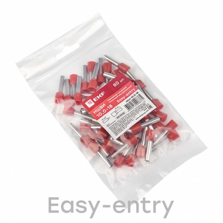 Наконечник штыревой втулочный изолированный НШвИ 10,0-18 (50шт.) EKF PROxima nhvi-10.0-18