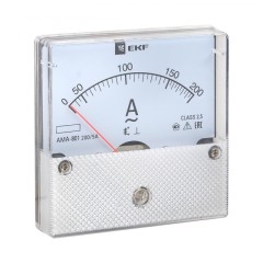 Амперметр AMA-801 аналоговый на панель (80х80) круглый вырез 200А трансф. подкл. EKF ama-801-200