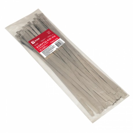 Хомут AISI 316 из нержавеющей стали, 12x520 (100 шт.) FlexLock PROxima plc-fl-tss-316-12x520