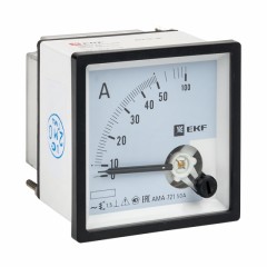 Амперметр AMA-721 аналоговый на панель (72х72) квадратный вырез 50А прямое подкл. EKF ama-721-50