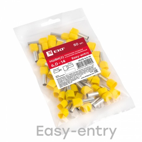 Наконечник штыревой втулочный изолированный НШвИ(2) 6,0-14 (50шт.) EKF PROxima nhvi2-6.0-14
