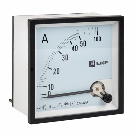 Амперметр AMA-961 аналоговый на панель (96х96) квадратный вырез 50А прямое подкл. EKF ama-961-50