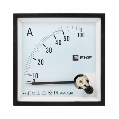 Амперметр AMA-961 аналоговый на панель (96х96) квадратный вырез 50А прямое подкл. EKF ama-961-50