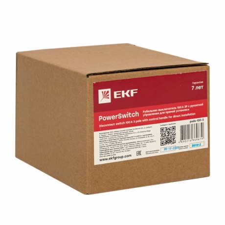 Рубильник-переключатель 100A 3P c рукояткой управления для прямой установки PowerSwitch EKF PROxima pscs-100-3