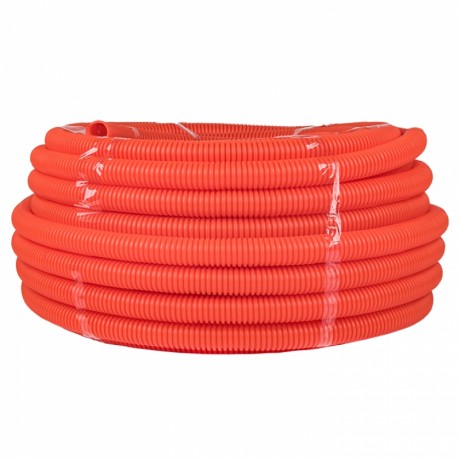 Труба гофр. ПНД с протяжкой d40 мм (25 м) оранжевая EKF-Plast tpnd-40-o