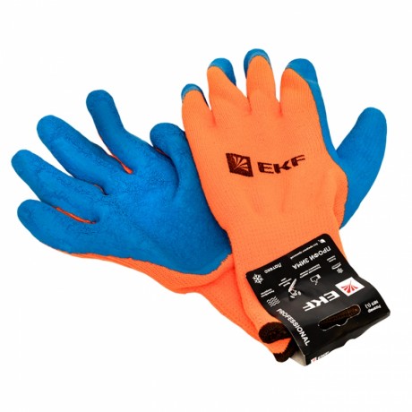 Перчатки рабочие ПРОФИ ЗИМА с рельефным латексным покрытием утепленные (10 класс, 10 разм) EKF Professional pe10lt-10-pro