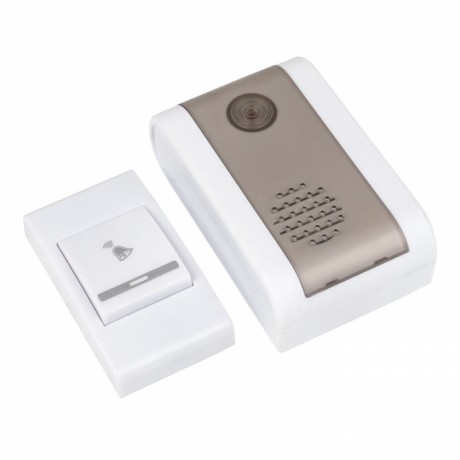 Звонок беспр. на батарейках 003 (бел.-сер. 36 мелод. с индик. 2х1,5В АA дист. 80м.) EKF Basic DBB-A-003