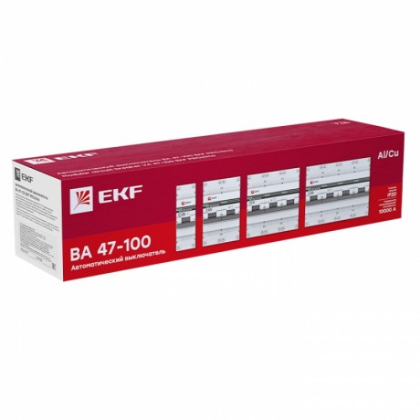 Автоматический выключатель 1P 125А (C) 10kA ВА 47-100 EKF Basic mcb47100-1-125C-bas