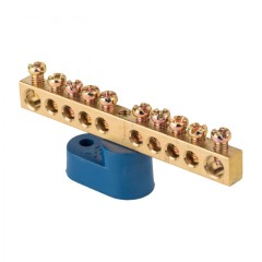 Шина 0 N (6х9мм) 10 отверстий латунь синий угловой изолятор EKF PROxima sn0-63-10-1