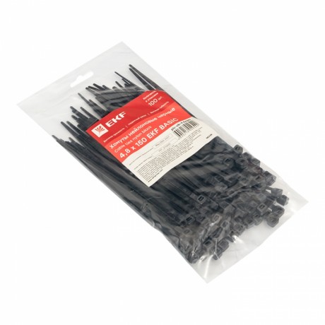 Хомут нейлоновый черный (4,8х150) (100шт.) EKF Basic plc-cb-4.8x150