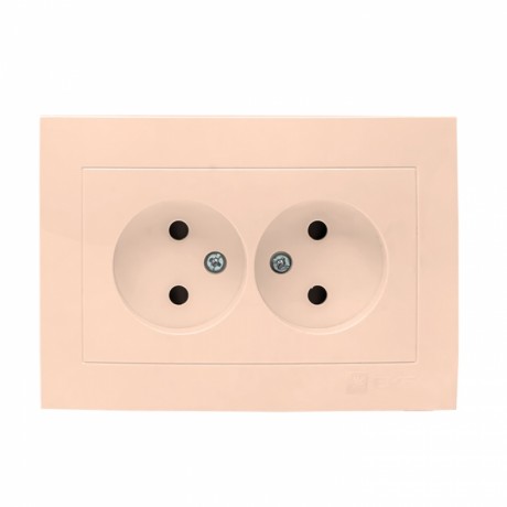 Валенсия розетка 2-местная б/з 10А кремовая с защ. штор. EKF PROxima EWR10-102-20