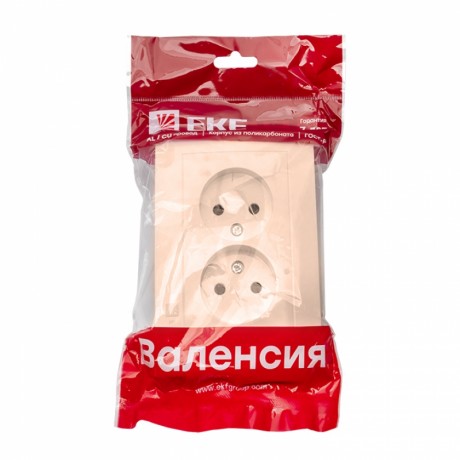 Валенсия розетка 2-местная б/з 10А кремовая с защ. штор. EKF PROxima EWR10-102-20