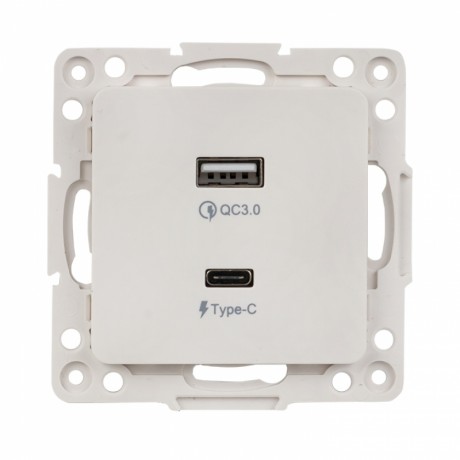 Стокгольм Механизм Розетки с 2USB type-A + type-C белый EKF PROxima EYR-2USB-type-C