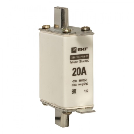 Плавкая вставка ППН-33 100/ 20А габарит 00С EKF PROxima fus-33/100/20