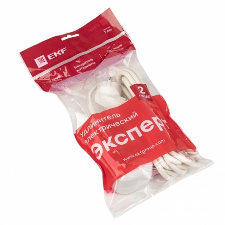 Удлинитель Эксперт 2 гнезда 3 метра 16А/3,5кВт с заземлением ПВС 3х1 EKF PROxima UBA16-310-2-03