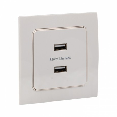 Стокгольм Механизм Розетки USB 2-местной 2,1А белый EKF PROxima EYR16-028-10-2USB