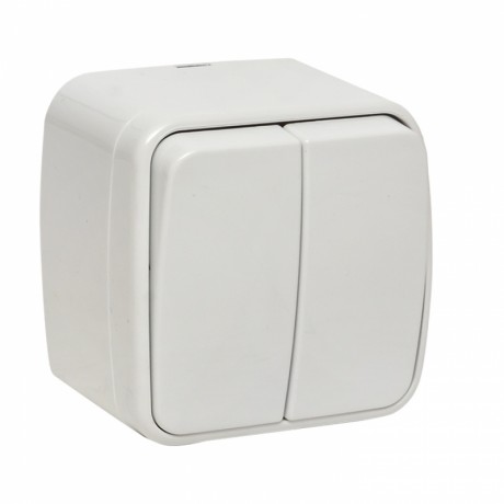 Минск Выключатель 2-клавишный ОП 10А белый EKF Basic EGV10-023-10