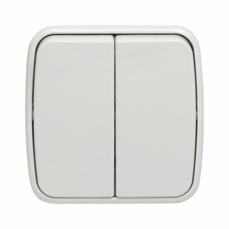 Минск Выключатель 2-клавишный ОП 10А белый EKF Basic EGV10-023-10