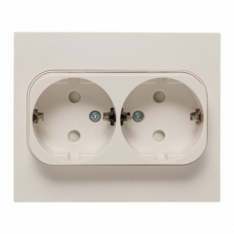 Стокгольм Розетка 2-местная с/з 16А белая с защ. штор. EKF PROxima EXR16-128-10