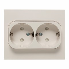 Стокгольм Розетка 2-местная с/з 16А белая с защ. штор. EKF PROxima EXR16-128-10