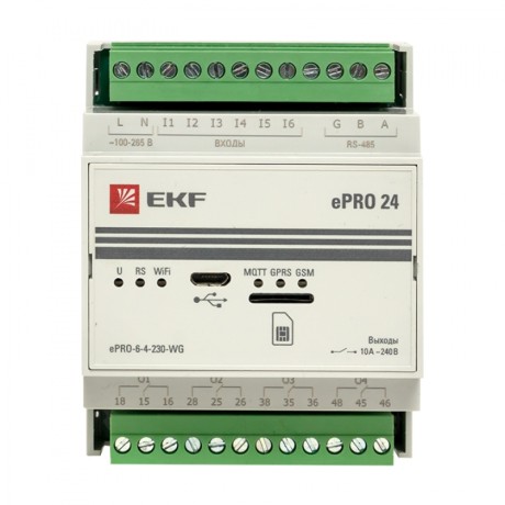 Контроллер базовый ePRO 24 удаленного управления 6вх4вых 230В WiFi GSM EKF PROxima ePRO-6-4-230-WG
