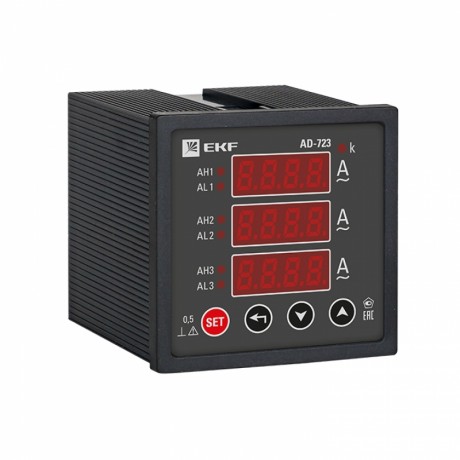 Амперметр AD-723 цифровой на панель (72х72) трехфазный EKF PROxima ad-723