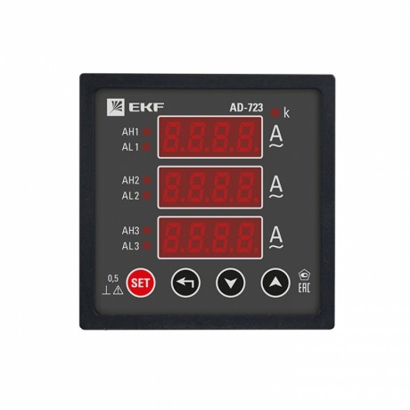 Амперметр AD-723 цифровой на панель (72х72) трехфазный EKF PROxima ad-723