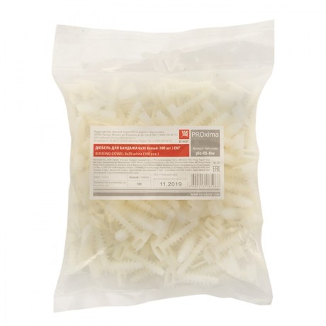 Дюбель для бандажа (6х35) белый (100шт.) EKF PROxima plc-fti-6w