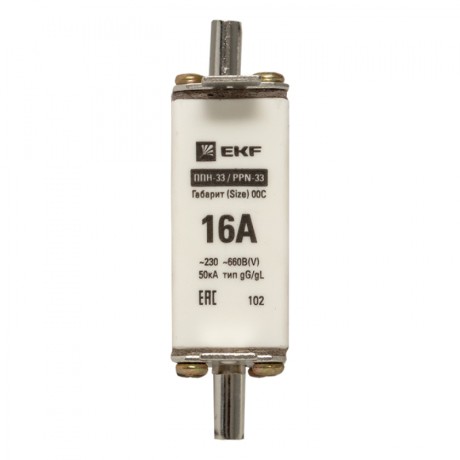 Плавкая вставка ППН-33 100/ 16А габарит 00С EKF PROxima fus-33/100/16