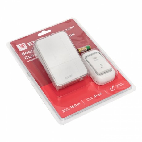 Звонок беспр. в розетку Classic (бел.-сер. 51 мелод. с индик. 4 ур.) EKF DBS-002