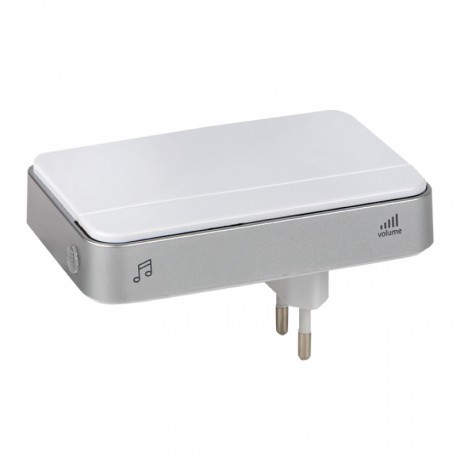 Звонок беспр. в розетку Classic (бел.-сер. 51 мелод. с индик. 4 ур.) EKF DBS-002