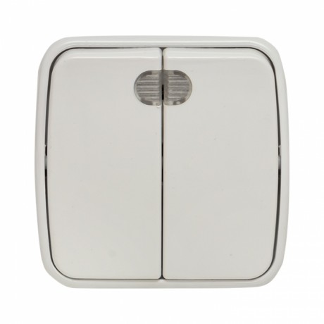 Минск Выключатель 2-клавишный ОП 10А с индикатором белый EKF Basic EGV10-123-10