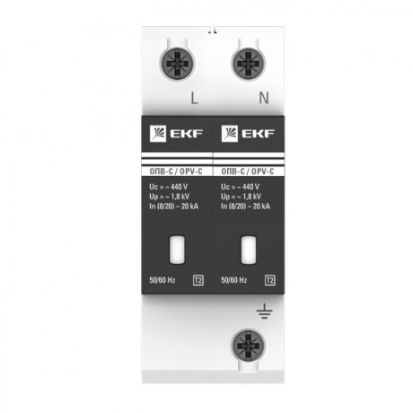 Ограничитель импульсных напряжений ОПВ-C/2P In 20кА 385В с сигн. EKF PROxima opv-c2