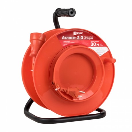 Удлинитель на катушке Атлант 2.0 1 гнездо 40м без заземления ПВС 2*0,75 6А/1,3кВт PROxima UKA02-06-275-1-40