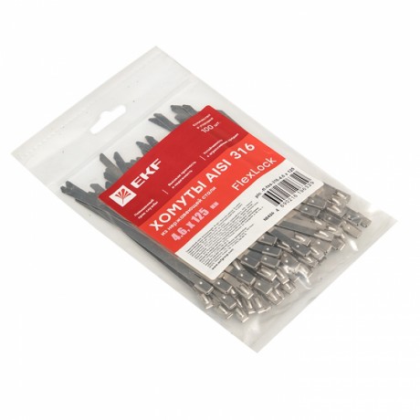 Хомут AISI 316 из нержавеющей стали, 4.6x125 (100 шт.) FlexLock PROxima plc-fl-tss-316-4.6x125