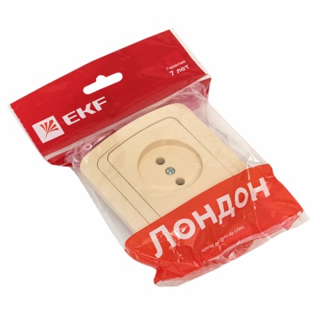 Лондон Розетка 1-местная без заземления 10А бежевая с защ. штор. EKF PROxima EER10-022-200